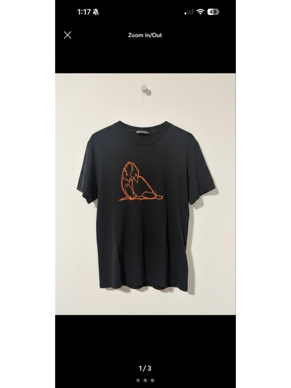 Bodega Skateboarding Bird shirt - Mens size medium - Black / Orange